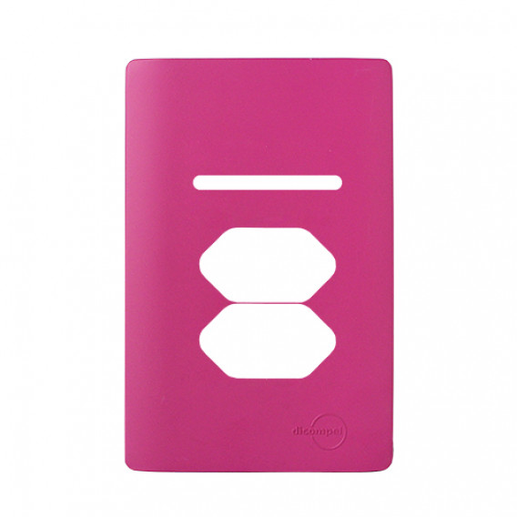 Placa p/ 1 Interruptor + 2 tomadas 4x2 - Novara Rosa Fosco